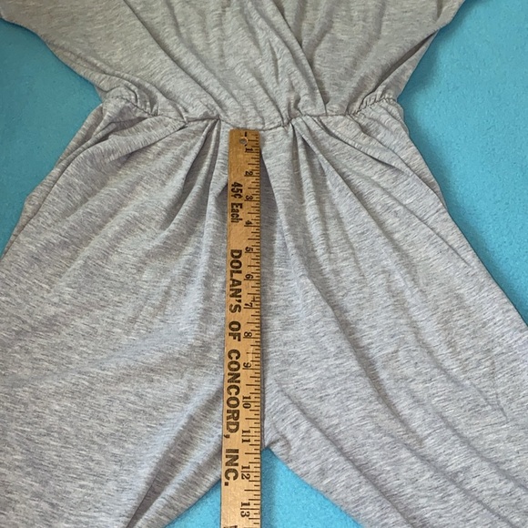 DREAMS pleated wrap style pull on jumpsuit heather gray dolman sleeves size S - Picture 6 of 12